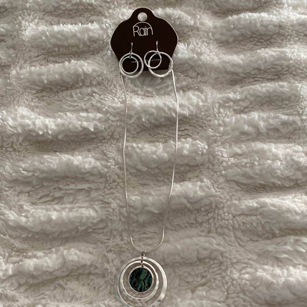 Silver necklace and earrings set